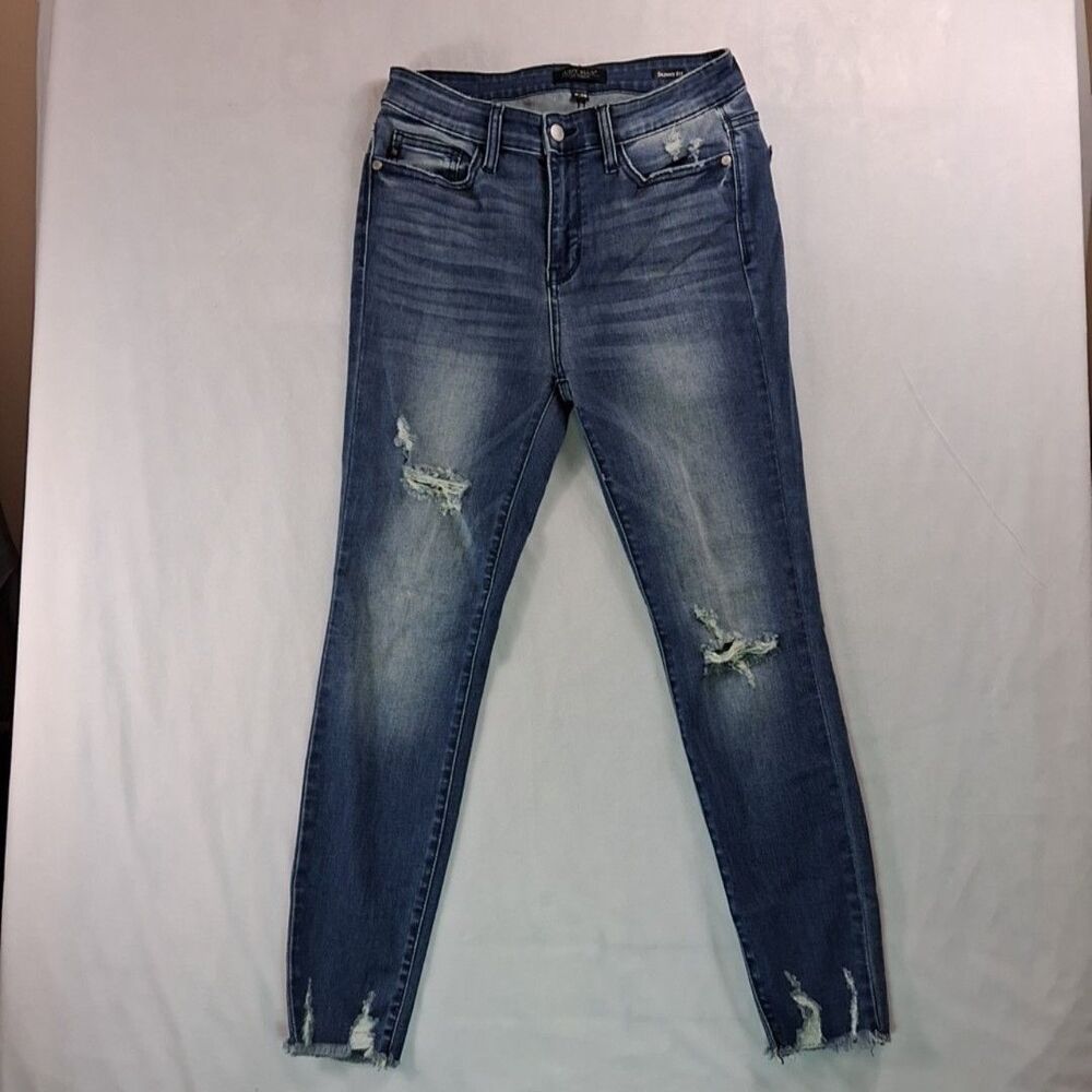 Judy Blue Jeans Womens 9/29 Blue Ankle Skinny Distressed Stretch Denim Mid Rise
